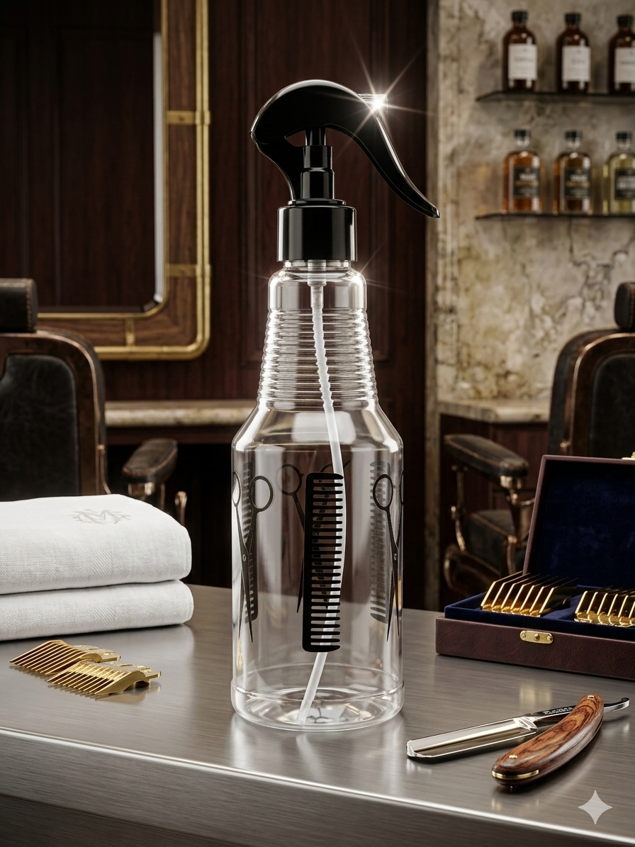 Ergonomic trigger hair spray bottle for salon haircuts