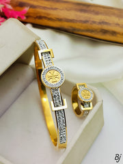 ZIRCON STAINLESS STEEL HANDCUFFS PLUS RING